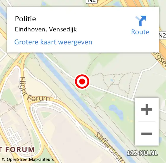 Locatie op kaart van de 112 melding: Politie Eindhoven, Vensedijk op 8 mei 2019 17:54