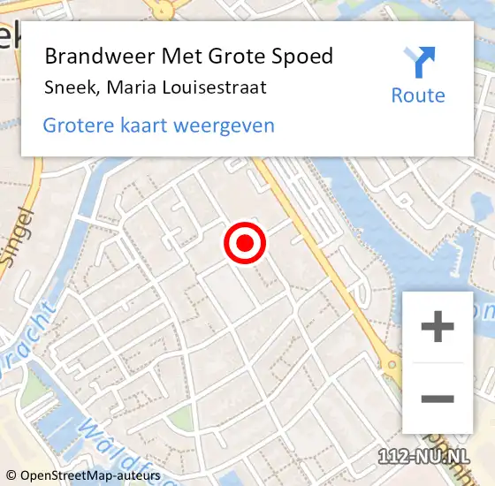Locatie op kaart van de 112 melding: Brandweer Met Grote Spoed Naar Sneek, Maria Louisestraat op 8 mei 2019 18:40