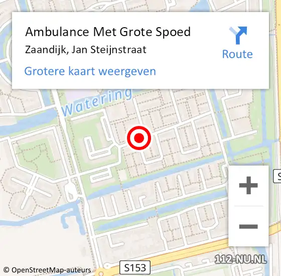 Locatie op kaart van de 112 melding: Ambulance Met Grote Spoed Naar Zaandijk, Jan Steijnstraat op 9 mei 2019 02:56