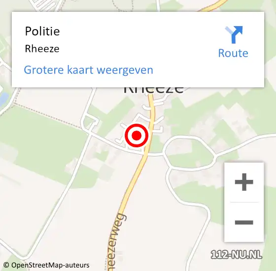 Locatie op kaart van de 112 melding: Politie Rheeze op 9 mei 2019 10:44