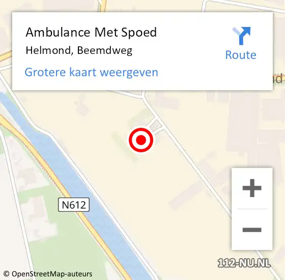 Locatie op kaart van de 112 melding: Ambulance Met Spoed Naar Helmond, Beemdweg op 9 mei 2019 12:17