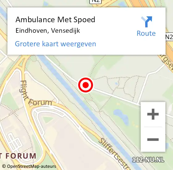 Locatie op kaart van de 112 melding: Ambulance Met Spoed Naar Eindhoven, Vensedijk op 9 mei 2019 13:46