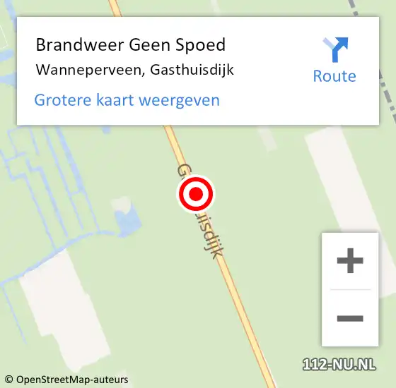 Locatie op kaart van de 112 melding: Brandweer Geen Spoed Naar Wanneperveen, Gasthuisdijk op 9 mei 2019 14:46