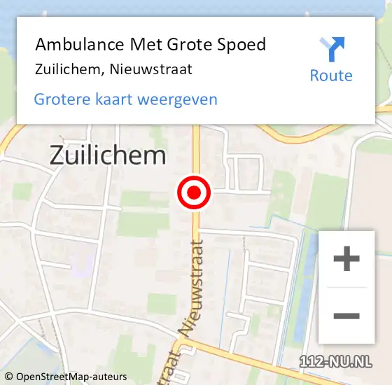 Locatie op kaart van de 112 melding: Ambulance Met Grote Spoed Naar Zuilichem, Nieuwstraat op 9 mei 2019 15:27