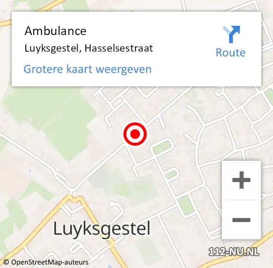 Locatie op kaart van de 112 melding: Ambulance Luyksgestel, Hasselsestraat op 9 mei 2019 21:22
