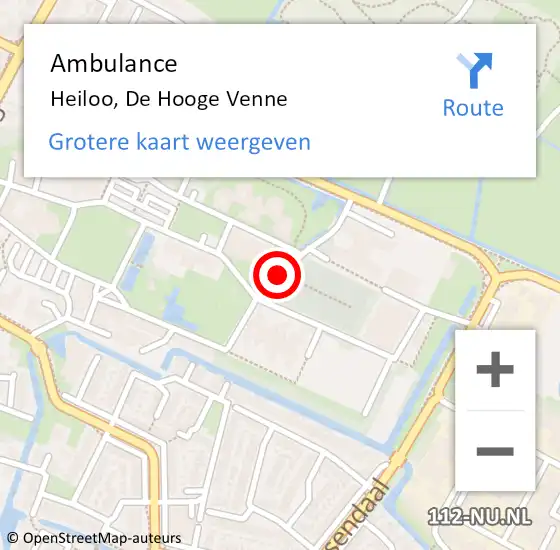 Locatie op kaart van de 112 melding: Ambulance Heiloo, De Hooge Venne op 10 mei 2019 10:29