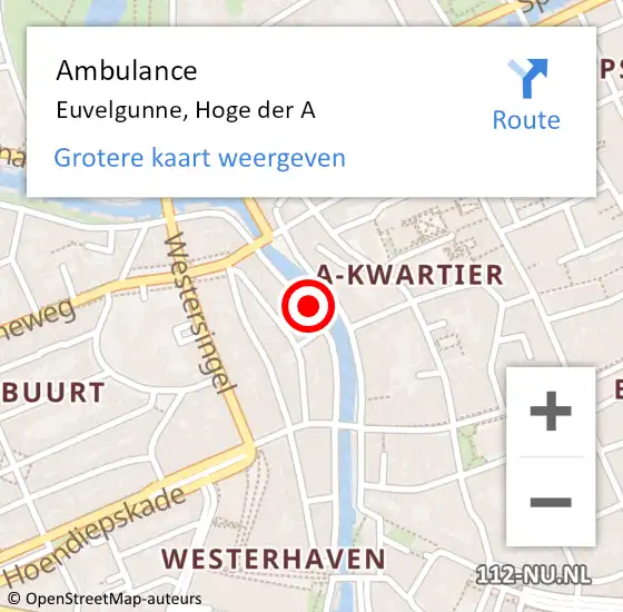 Locatie op kaart van de 112 melding: Ambulance Euvelgunne, Hoge der A op 10 mei 2019 10:54