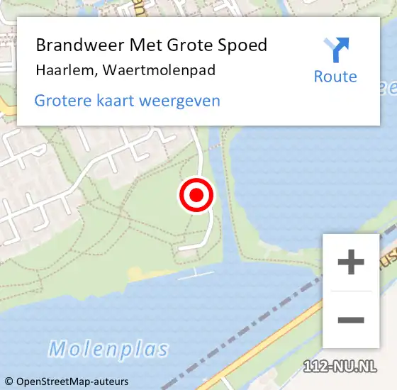 Locatie op kaart van de 112 melding: Brandweer Met Grote Spoed Naar Haarlem, Waertmolenpad op 10 mei 2019 20:39