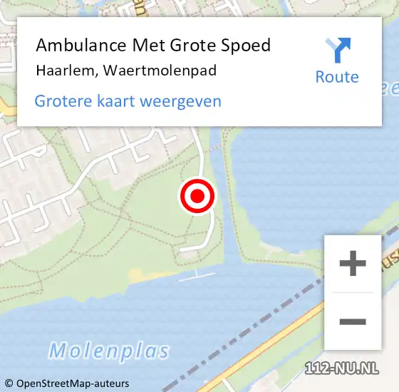 Locatie op kaart van de 112 melding: Ambulance Met Grote Spoed Naar Haarlem, Waertmolenpad op 10 mei 2019 20:40