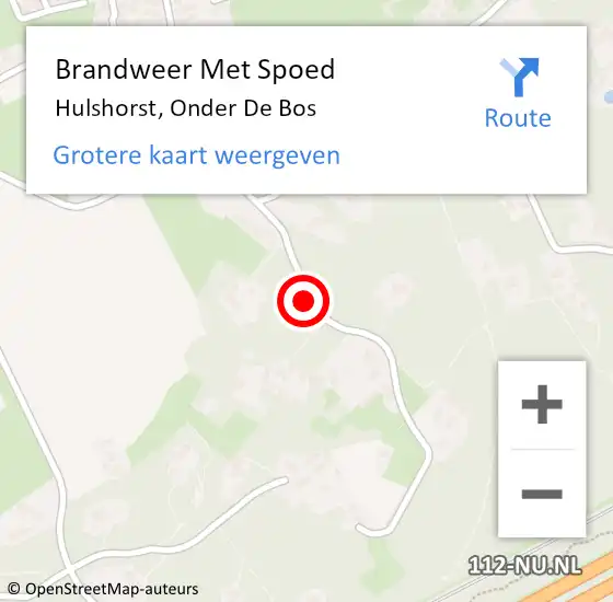 Locatie op kaart van de 112 melding: Brandweer Met Spoed Naar Hulshorst, Onder De Bos op 10 mei 2019 22:17