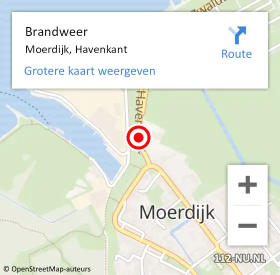 Locatie op kaart van de 112 melding: Brandweer Moerdijk, Havenkant op 11 mei 2019 00:30