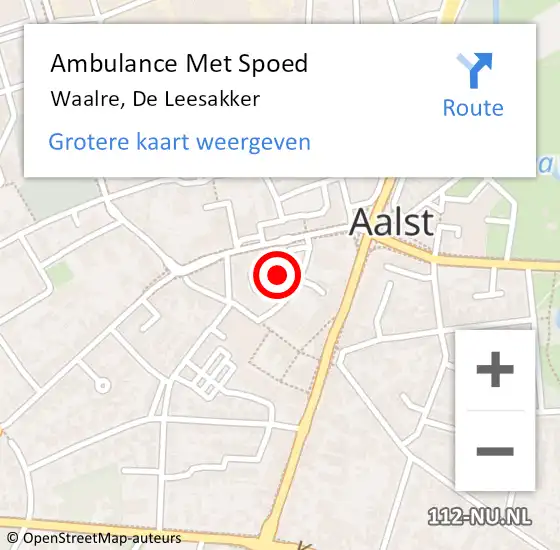 Locatie op kaart van de 112 melding: Ambulance Met Spoed Naar Waalre, De Leesakker op 11 mei 2019 10:16