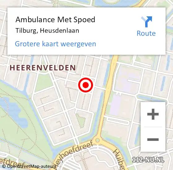 Locatie op kaart van de 112 melding: Ambulance Met Spoed Naar Tilburg, Heusdenlaan op 11 mei 2019 12:18