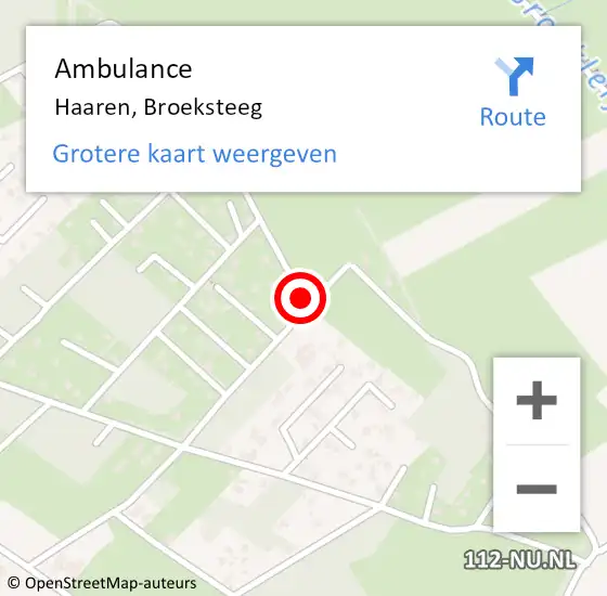 Locatie op kaart van de 112 melding: Ambulance Haaren, Broeksteeg op 11 mei 2019 15:28