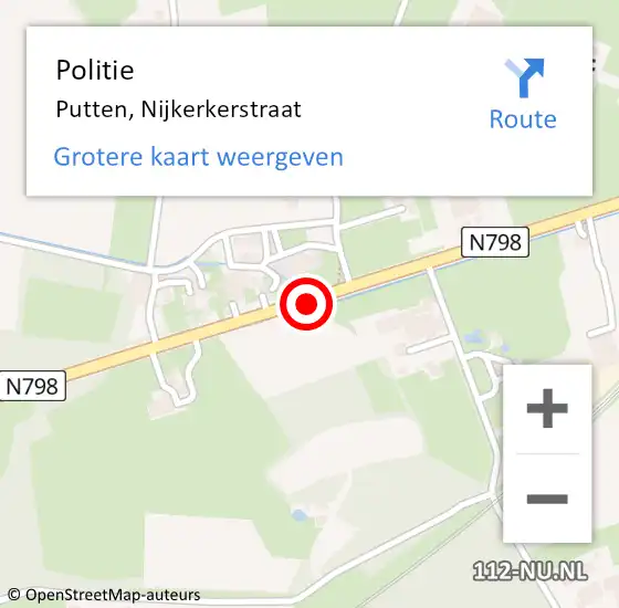 Locatie op kaart van de 112 melding: Politie Putten, Nijkerkerstraat op 11 mei 2019 16:43