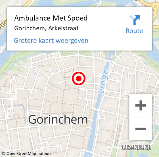 Locatie op kaart van de 112 melding: Ambulance Met Spoed Naar Gorinchem, Arkelstraat op 11 mei 2019 20:52
