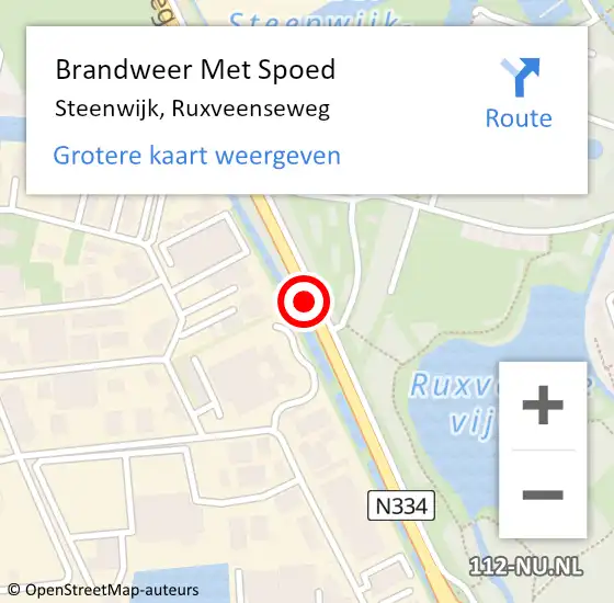 Locatie op kaart van de 112 melding: Brandweer Met Spoed Naar Steenwijk, Ruxveenseweg op 11 mei 2019 22:24