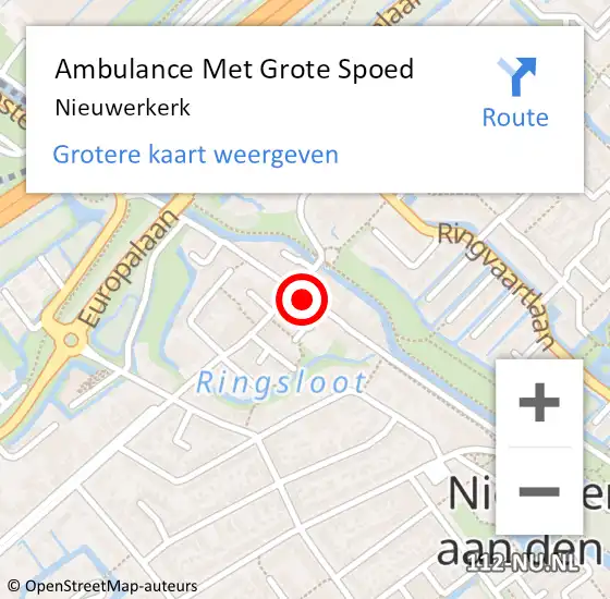 Locatie op kaart van de 112 melding: Ambulance Met Grote Spoed Naar Nieuwerkerk op 11 mei 2019 23:24