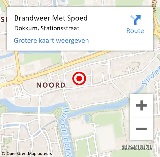 Locatie op kaart van de 112 melding: Brandweer Met Spoed Naar Dokkum, Stationsstraat op 12 mei 2019 03:45