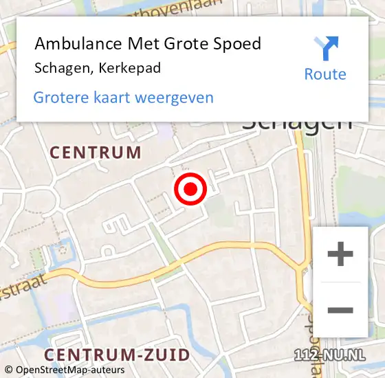 Locatie op kaart van de 112 melding: Ambulance Met Grote Spoed Naar Schagen, Kerkepad op 12 mei 2019 05:10