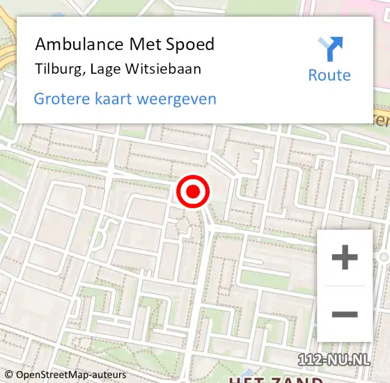 Locatie op kaart van de 112 melding: Ambulance Met Spoed Naar Tilburg, Lage Witsiebaan op 12 mei 2019 06:48