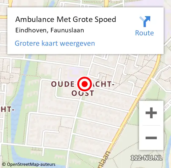 Locatie op kaart van de 112 melding: Ambulance Met Grote Spoed Naar Eindhoven, Faunuslaan op 12 mei 2019 06:59