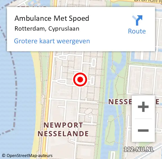 Locatie op kaart van de 112 melding: Ambulance Met Spoed Naar Rotterdam, Cypruslaan op 12 mei 2019 07:24