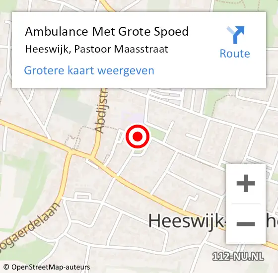 Locatie op kaart van de 112 melding: Ambulance Met Grote Spoed Naar Heeswijk, Pastoor Maasstraat op 12 mei 2019 10:04