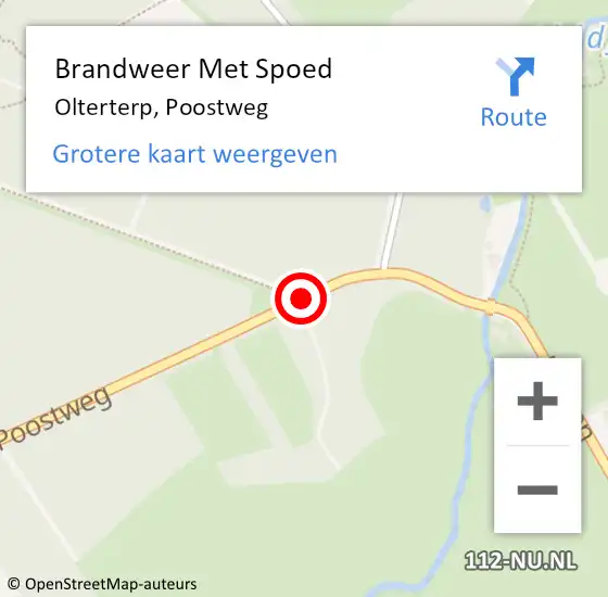 Locatie op kaart van de 112 melding: Brandweer Met Spoed Naar Olterterp, Poostweg op 12 mei 2019 10:37