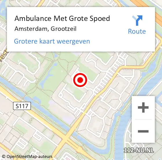 Locatie op kaart van de 112 melding: Ambulance Met Grote Spoed Naar Amsterdam, Grootzeil op 12 mei 2019 12:07