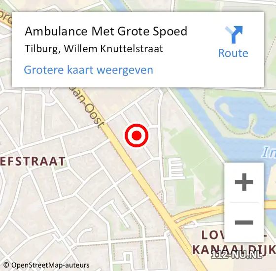 Locatie op kaart van de 112 melding: Ambulance Met Grote Spoed Naar Tilburg, Willem Knuttelstraat op 12 mei 2019 13:08