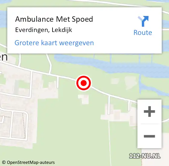 Locatie op kaart van de 112 melding: Ambulance Met Spoed Naar Everdingen, Lekdijk op 12 mei 2019 17:23