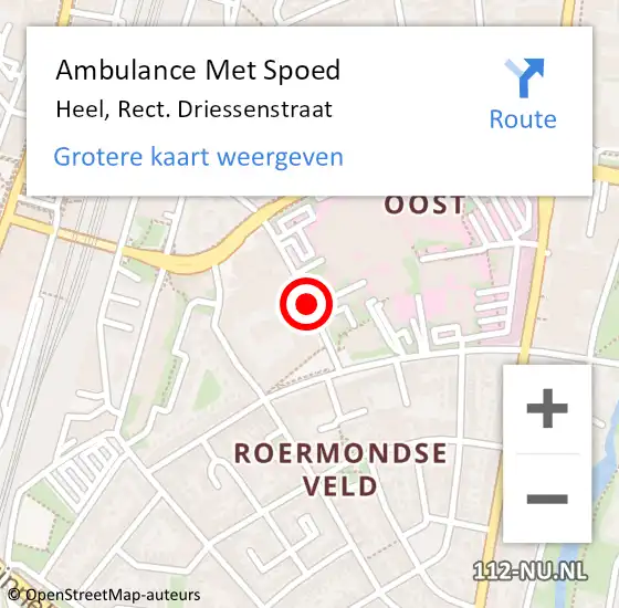 Locatie op kaart van de 112 melding: Ambulance Met Spoed Naar Heel, Rect. Driessenstraat op 13 mei 2019 07:56