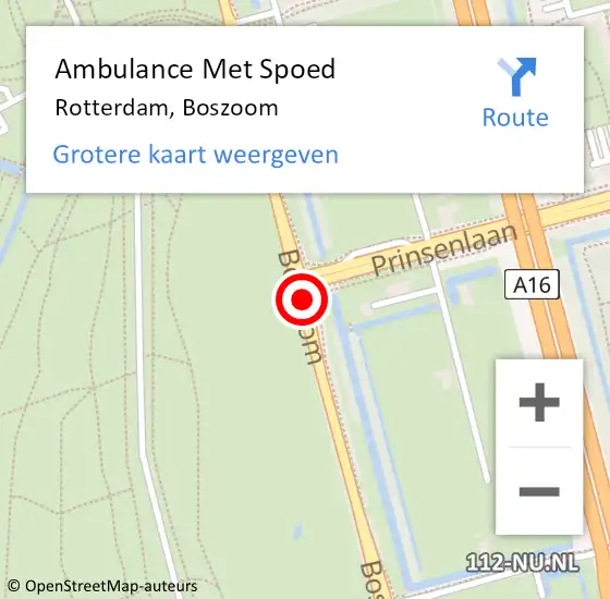 Locatie op kaart van de 112 melding: Ambulance Met Spoed Naar Rotterdam, Boszoom op 13 mei 2019 08:48