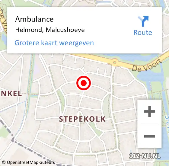 Locatie op kaart van de 112 melding: Ambulance Helmond, Malcushoeve op 13 mei 2019 11:15