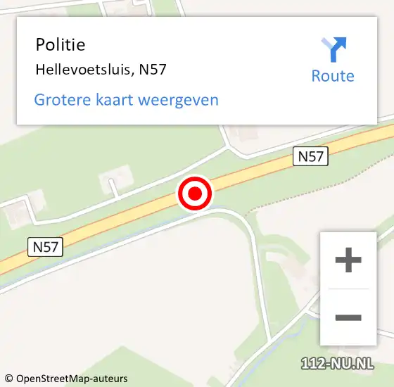 Locatie op kaart van de 112 melding: Politie Hellevoetsluis, N57 op 13 mei 2019 14:12