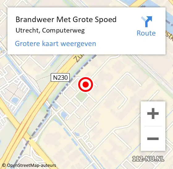 Locatie op kaart van de 112 melding: Brandweer Met Grote Spoed Naar Utrecht, Computerweg op 13 mei 2019 14:42