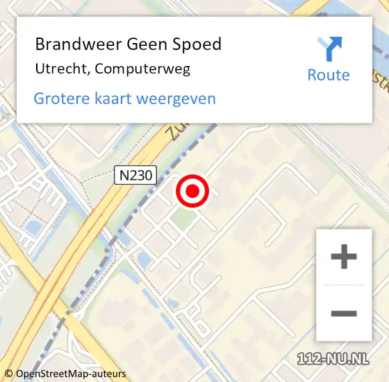 Locatie op kaart van de 112 melding: Brandweer Geen Spoed Naar Utrecht, Computerweg op 13 mei 2019 14:52