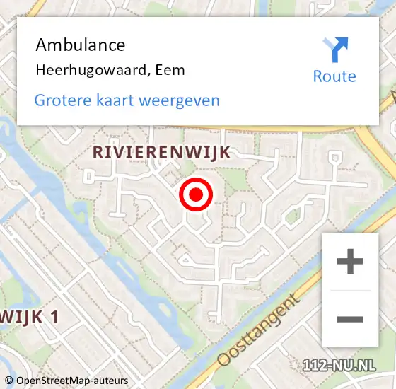 Locatie op kaart van de 112 melding: Ambulance Heerhugowaard, Eem op 13 mei 2019 19:43