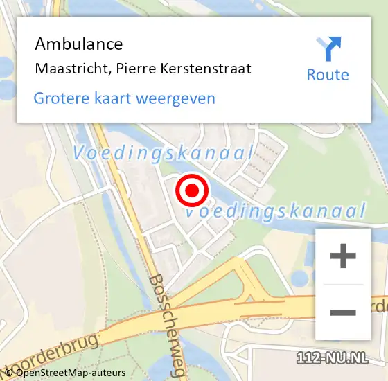 Locatie op kaart van de 112 melding: Ambulance Maastricht, Pierre Kerstenstraat op 1 april 2014 10:04