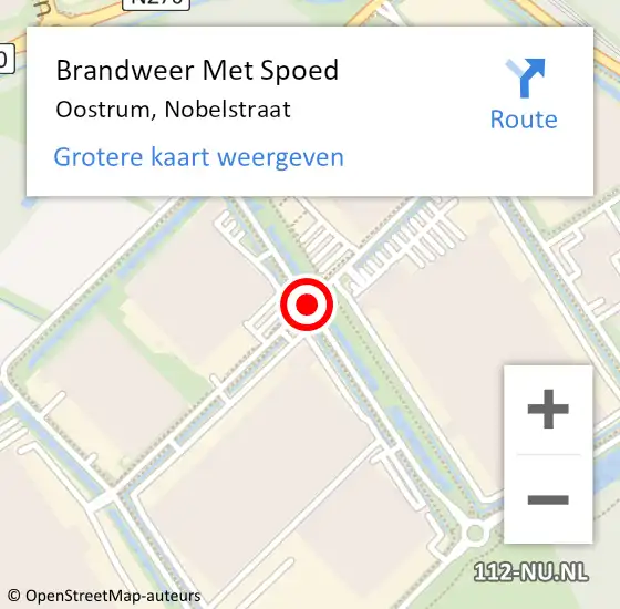 Locatie op kaart van de 112 melding: Brandweer Met Spoed Naar Oostrum, Nobelstraat op 14 mei 2019 04:17