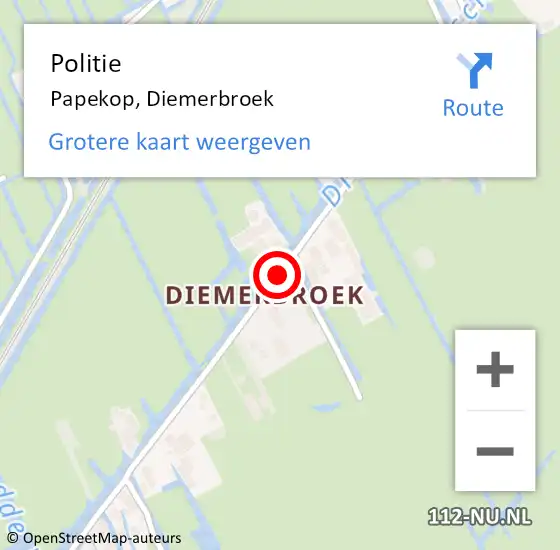 Locatie op kaart van de 112 melding: Politie Papekop, Diemerbroek op 14 mei 2019 11:21