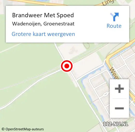 Locatie op kaart van de 112 melding: Brandweer Met Spoed Naar Wadenoijen, Groenestraat op 14 mei 2019 14:25