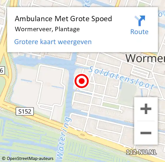 Locatie op kaart van de 112 melding: Ambulance Met Grote Spoed Naar Wormerveer, Plantage op 14 mei 2019 14:32