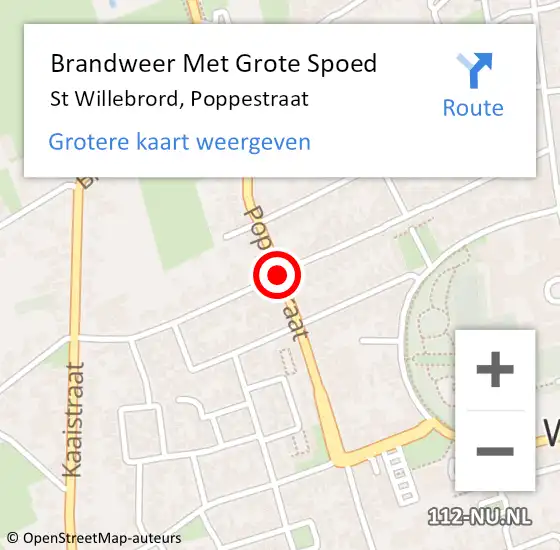 Locatie op kaart van de 112 melding: Brandweer Met Grote Spoed Naar St Willebrord, Poppestraat op 14 mei 2019 16:30