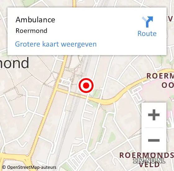 Locatie op kaart van de 112 melding: Ambulance Roermond op 14 mei 2019 16:53