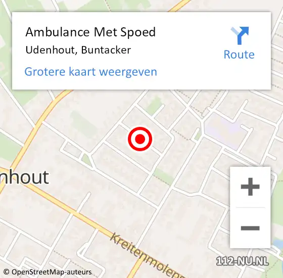Locatie op kaart van de 112 melding: Ambulance Met Spoed Naar Udenhout, Buntacker op 14 mei 2019 19:08