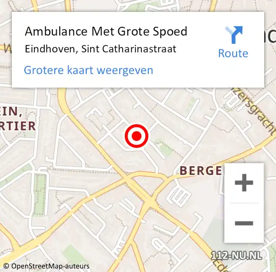 Locatie op kaart van de 112 melding: Ambulance Met Grote Spoed Naar Eindhoven, Sint Catharinastraat op 14 mei 2019 21:21