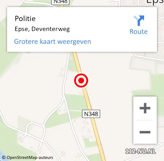 Locatie op kaart van de 112 melding: Politie Epse, Deventerweg op 14 mei 2019 21:48