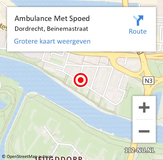 Locatie op kaart van de 112 melding: Ambulance Met Spoed Naar Dordrecht, Beinemastraat op 15 mei 2019 01:48